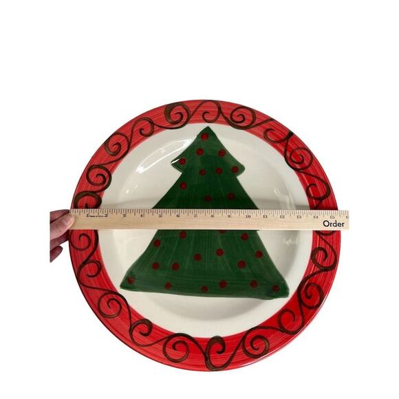 Marco e Cristina Ceramic Christmas Tree Round Decorative Platter 16” Multicolor - Picture 6 of 9